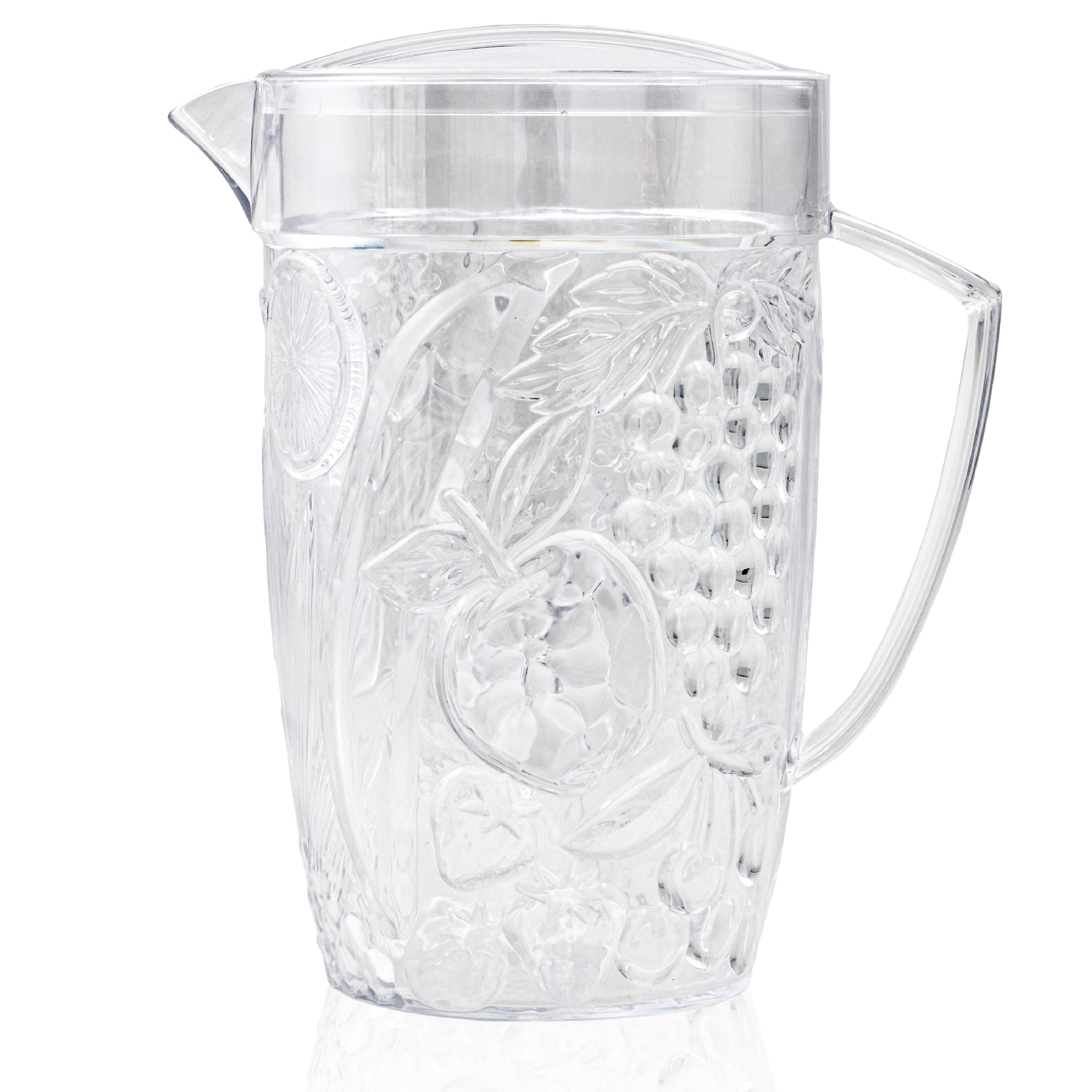 Arrow Home Products Clear Plastic Fruit Design Pitcher, 82 oz