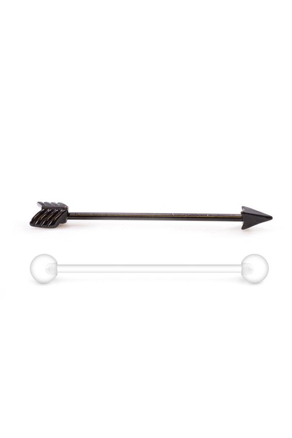 Arrow Industrial Barbell Jewelry 14G 38mm With Clear Industrial Retainer