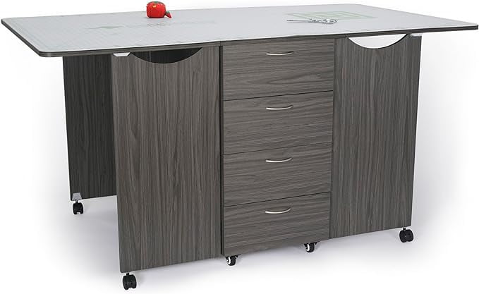 Gray Multi-Functional Cutting and Storage Table with Casters