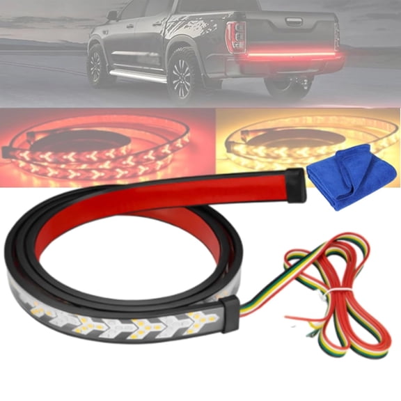 Arrow LED Truck Tailgate Light Bar Strip RED Brake Sequential Amber Turn Signal Lights Double Flashing Light Tail Light Bar for Pickup Trailer SUV RV Van (86 in 2.2 m)