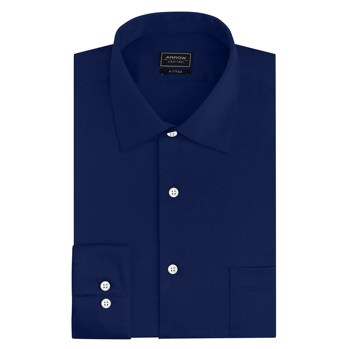 Arrow Men's Fitted Spread-Collar Dress Shirt Blue Velvet Blue Size 15X32-33  - Walmart.com