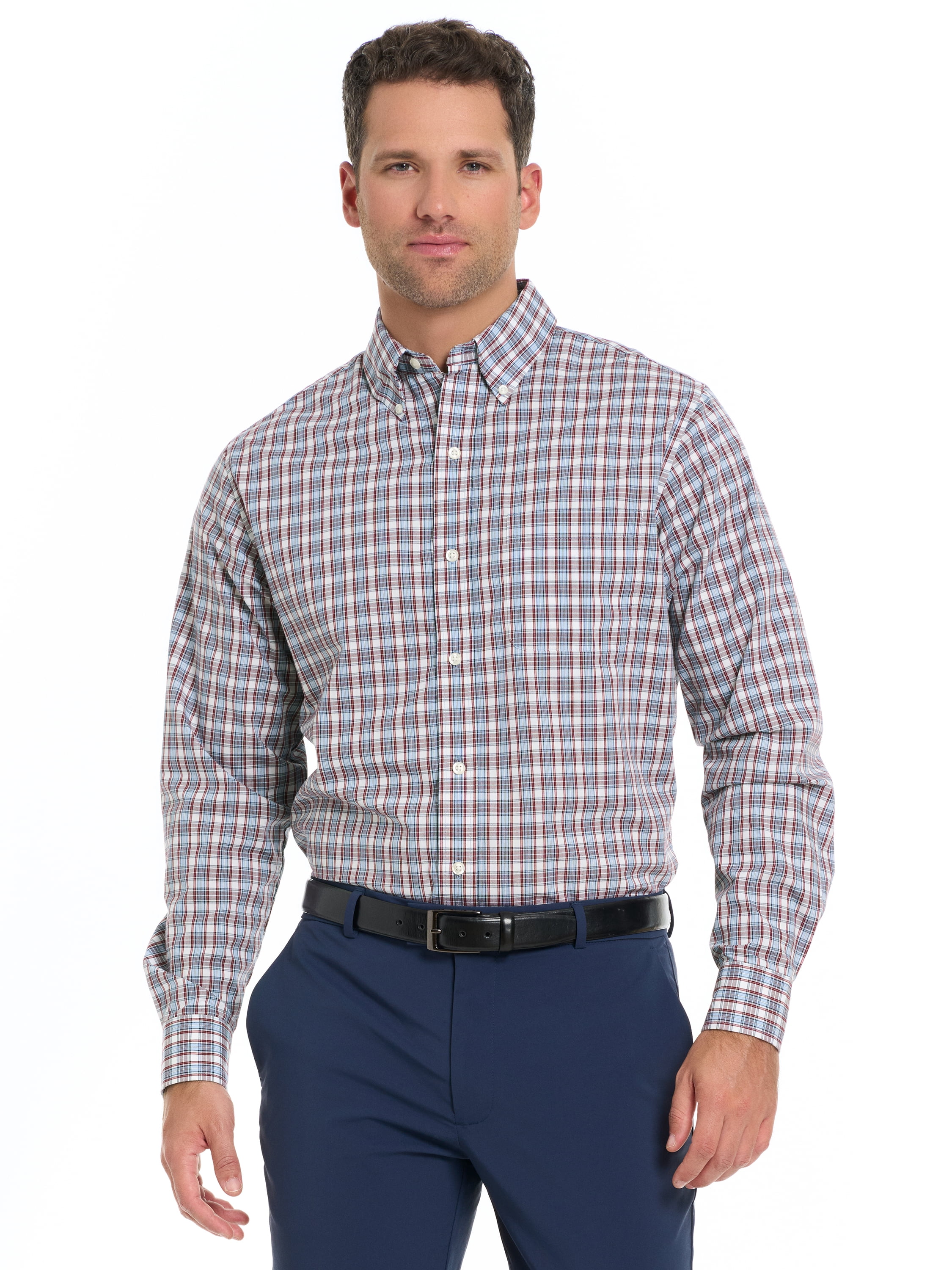 Arrow Men’s Hamilton Plaid Button Down Dress Shirt with Long Sleeves