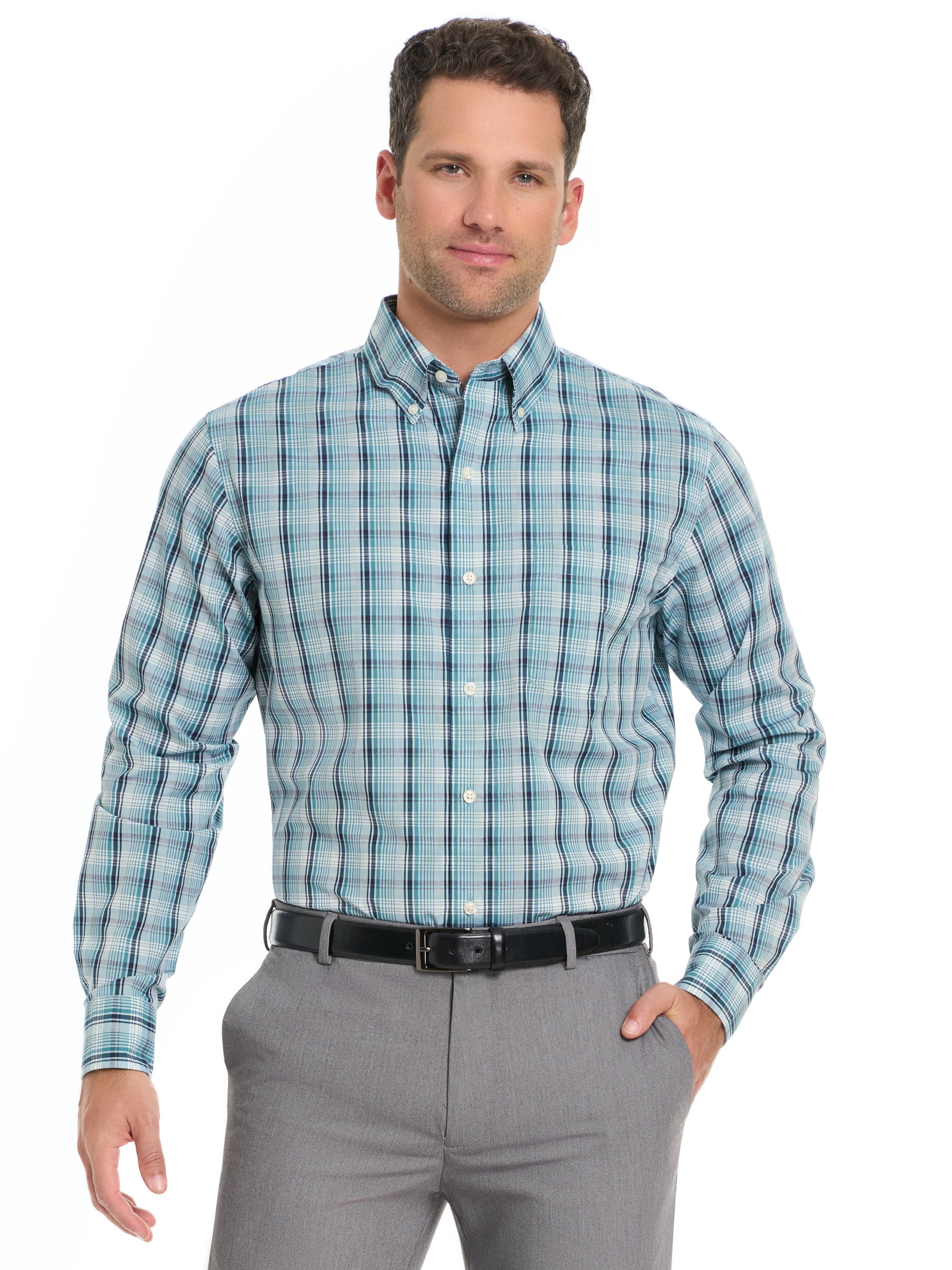 Arrow Men’s Hamilton Plaid Button Down Dress Shirt with Long Sleeves