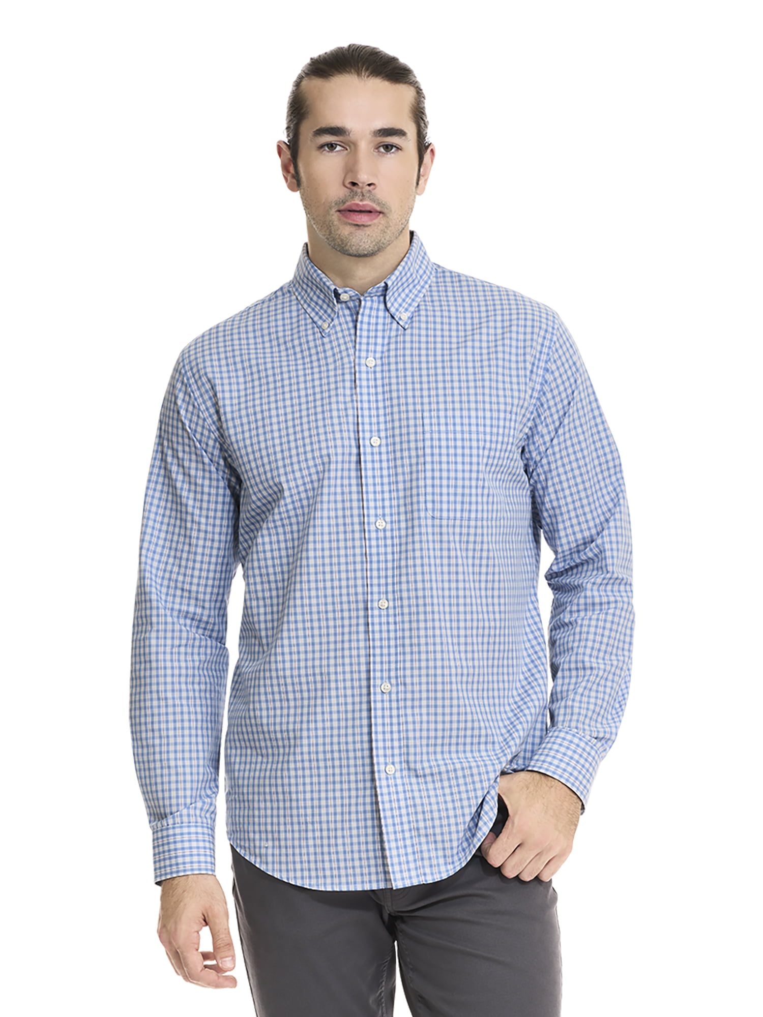 Arrow Men's Plaid Button Down Shirt with Long Sleeves - Walmart.com