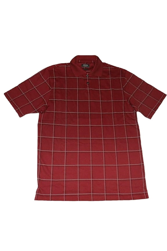 Men's Windowpane Polo Shirt Chocolate Truffle Size Small