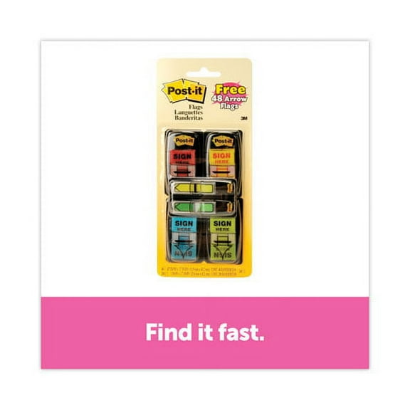 Arrow Message 1" Page Flags, 200 "Sign Here", 48 Arrow, Four Colors, 248/Pack | Bundle of 2 Packs