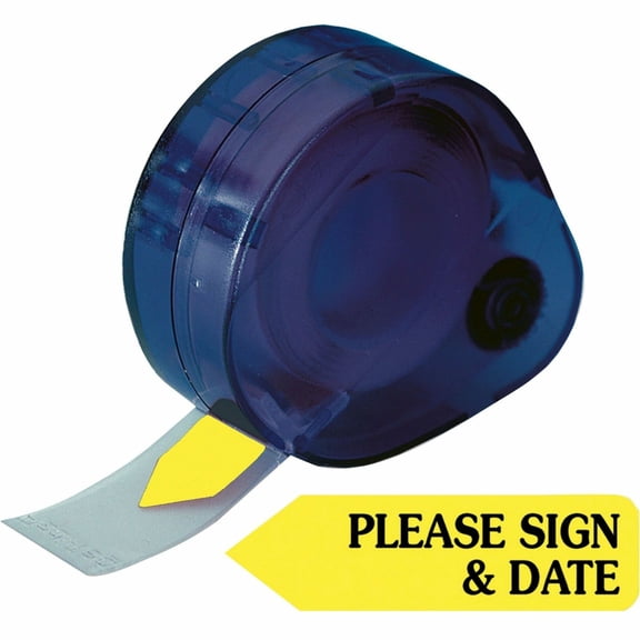 Arrow Message Page Flags In Dispenser, "please Sign And Date", Yellow, 120 Flags | Bundle of 5 Packs