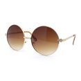 thumbnail image 1 of Arrow Metal Jewel Hinge Round Circle Lens Oversized Hippie Metal Rim Sunglasses Gold - Brown, 1 of 4