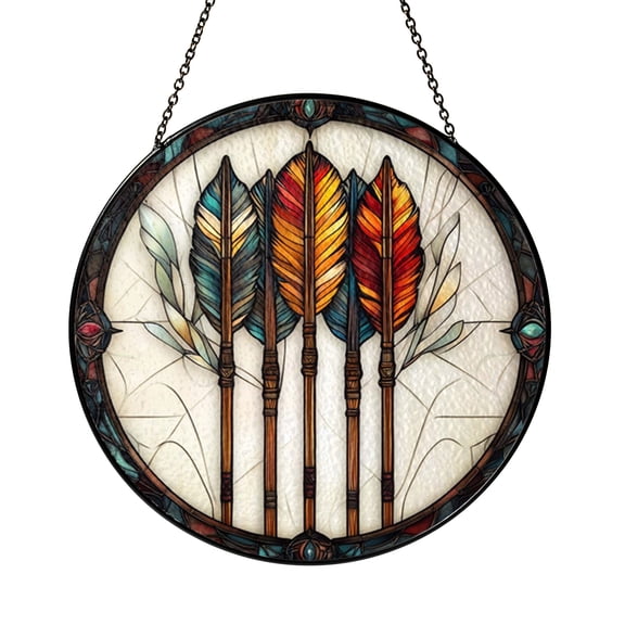 Arrow Motif Stained Glass Suncatcher – Boho Window Art