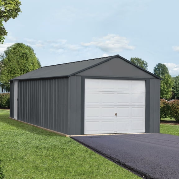 Arrow Murryhill 12 x 24 x 9 ft Charcoal Steel Garage, Storage Building