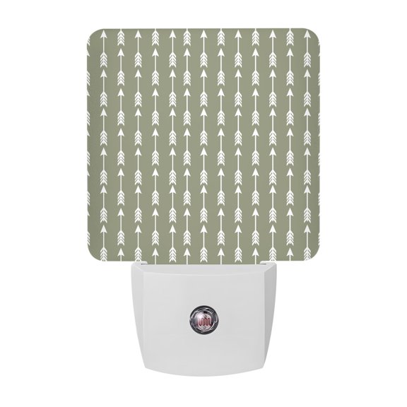 Arrow Night Lights, Abstract Rustic Western Tribal Geometric Arrow Sage Green Smart Auto Dusk to Dawn Sensor Nightlights Plug-in Nightlight for Bedroom Bathroom Living Room Kitchen Hallway