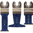 thumbnail image 1 of Arrow OSC101VP-3 Multi-Material Oscillating Tool Blade Variety Pack for Copper Pipe, Wood, PVC, Drywall, Universal, Fits Most Multitools, 1 ¼″, 1 ⁵⁄₁₆″, and 2 ½″, 3-Pack, 1 of 5
