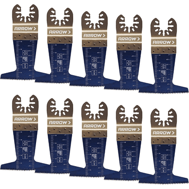 Arrow OSC105-10 10-Pack 2-1/2 Inch Japanese Tooth Tough Curve Wood Oscillating Tool Blades