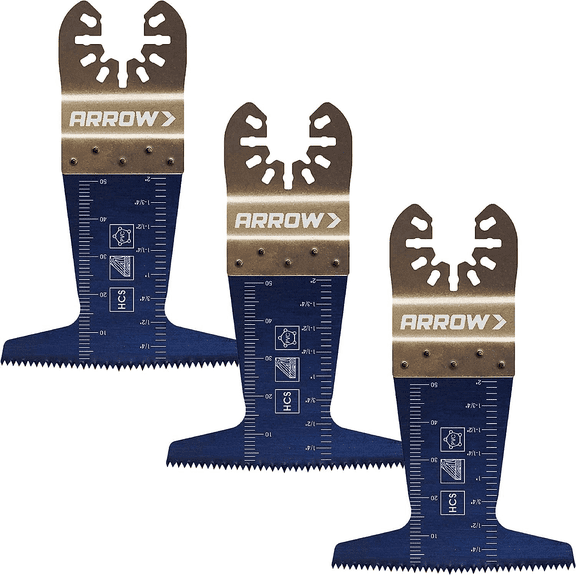 Arrow OSC105-3 Japanese Tooth Tough Curve Wood Oscillating Tool Blade for Hardwood, PVC, Drywall, Universal, Fits Most Multitools, 2-1/2 inch, 3-Pack