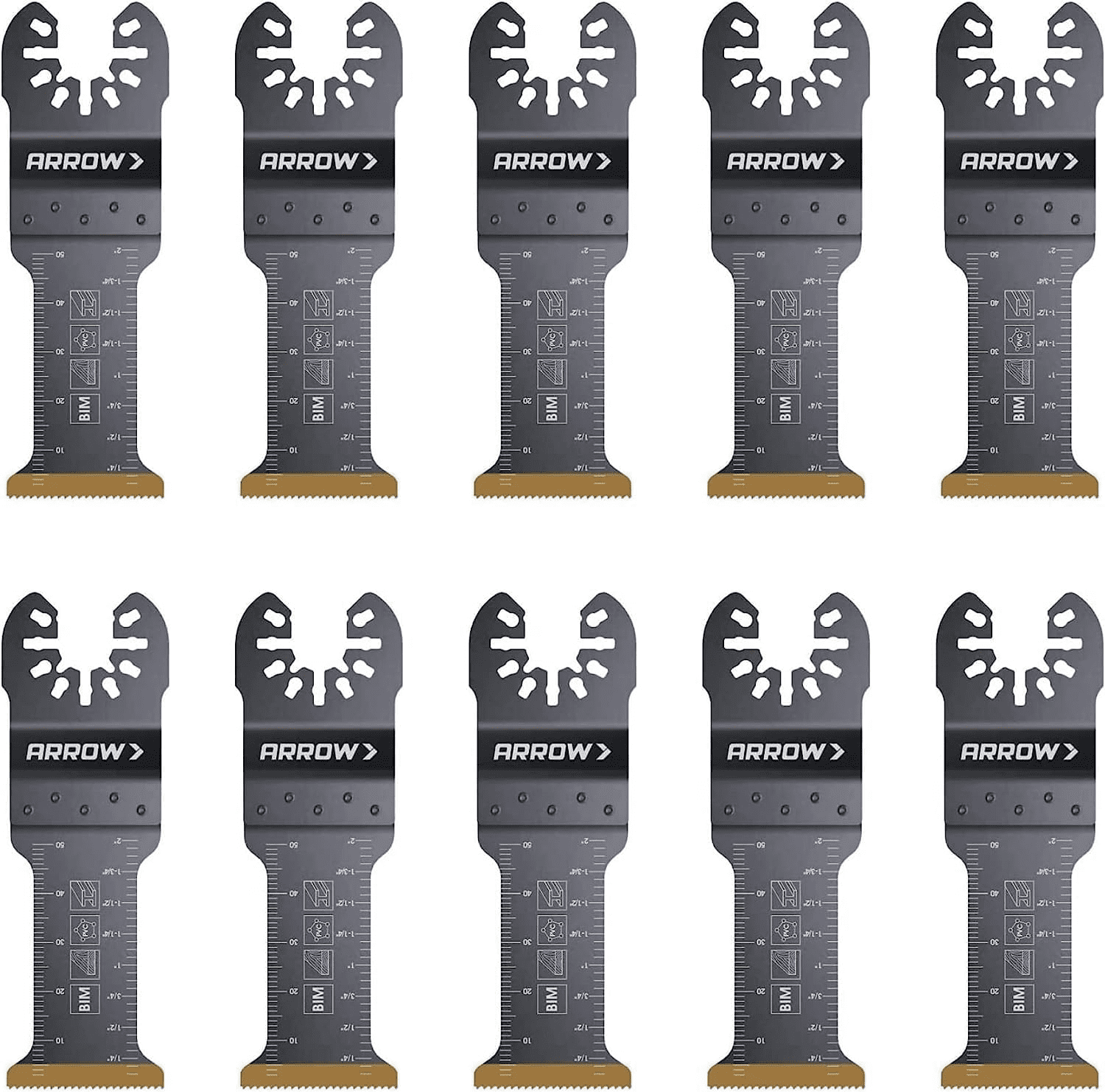Arrow OSC20110 Titanium Plunge Cut Metal Oscillating Tool Blade, 11/4In., 10Pk