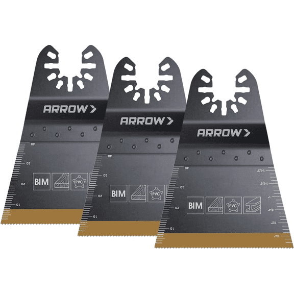 Arrow OSC206-3 Titanium Coated Oscillating Tool Saw Blades for Woodworking, Drywall, PVC, and Metal, Universal, Fits Most Multitools, 2-11/16 Inch, 3-Pack