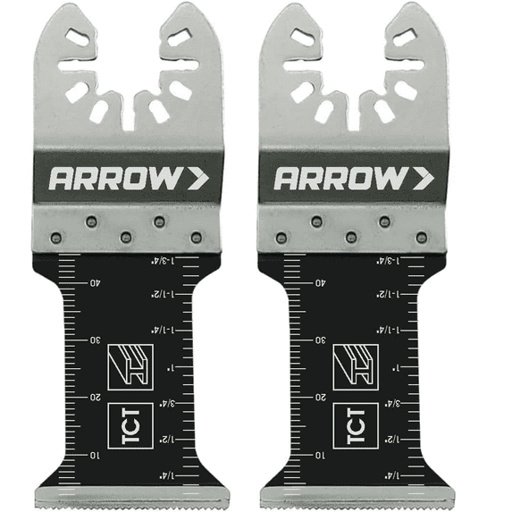 Arrow OSC302-2 Titanium Coated Carbide Enhanced Oscillating Multitool Saw Blades for Wood, Drywall, PVC, and Metal, Universal, Fits Most Multitools, 1-3/8 Inch, 2-Pack