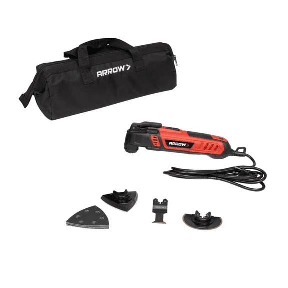 Arrow OSC9500-A Oscillating Multitool Kit, Sander Tool, and Drywall Saw, Use for Polishing, Grinding, Scraping, Includes Storage Tool Bag, Titanium Coated Multitool Blade and Multipurpose Sanding Kit