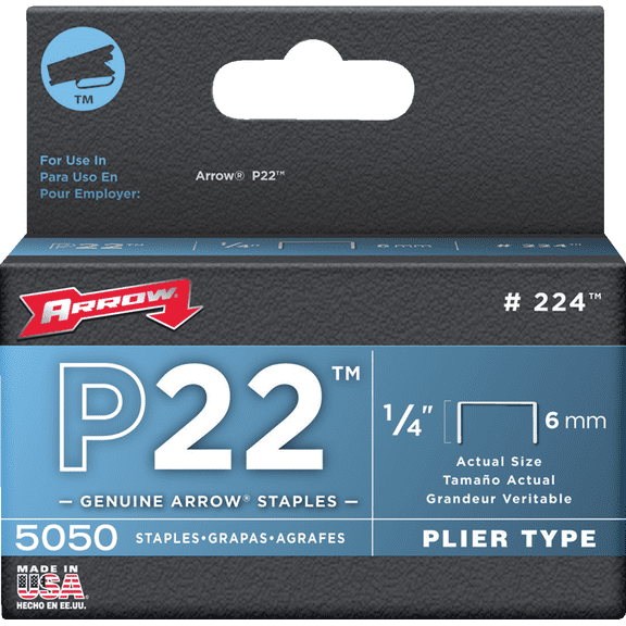 Arrow P22 Plier Type Staple - Single Pack Residential Use, Standard Application