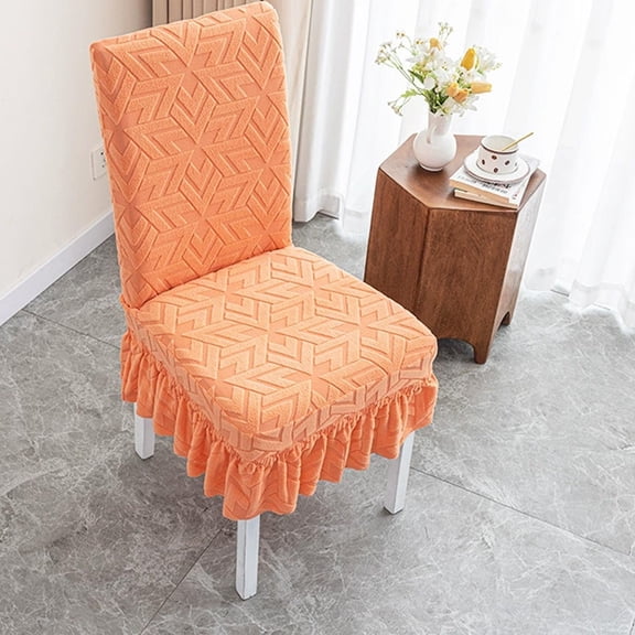 Arrow Pattern Chair Cover, Stretch Elastic Dining Chair Protector, All Season Skirt Style Seat Cover for Living Room Stool Decoration, 1pc 1 Arrow Jacquard Elastic Chair Cover Stretch