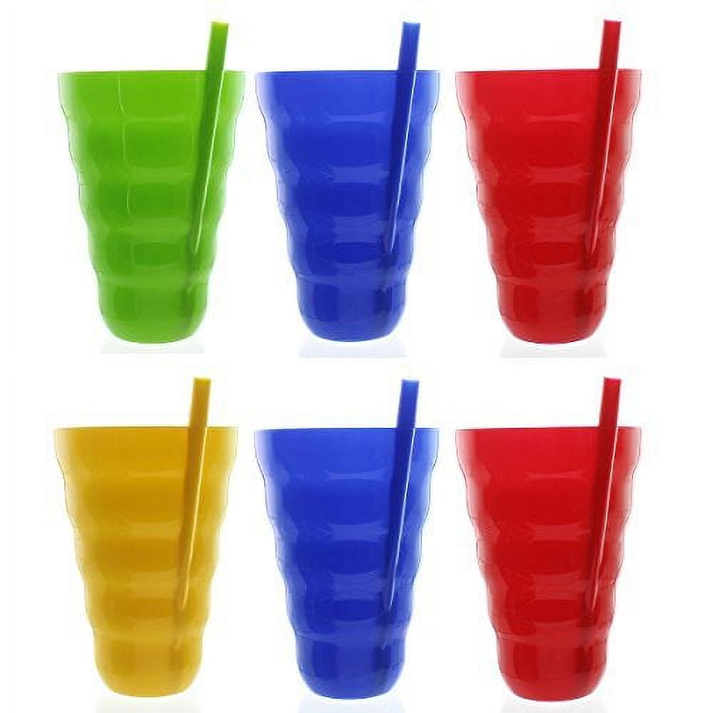 Arrow Sip-A-Mug Translucent Plastic Bottle with Built in Straw Handle,  14oz- Neon Pink, Neon Blue and Neon Green (6 Pack) 