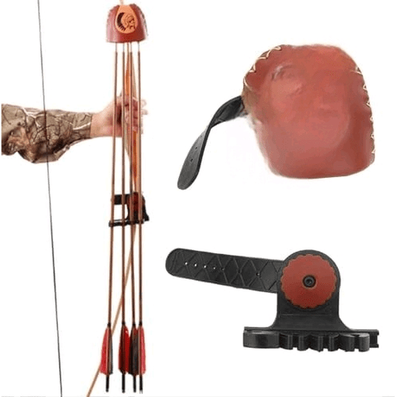 Arrow Quiver,Bow Quiver Arrow Holder,Brown Leather Material Arrow Quiver,Recurve Bow Accessories to Carry and Securely Hold 4 Bow Shots$$Other