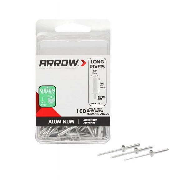 Arrow Pop Rivet RLA1/8IP Long Aluminum 1/2 in L