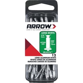 Arrow RLA3/16 Pop Rivet, Long, 1/2 in L, Aluminum