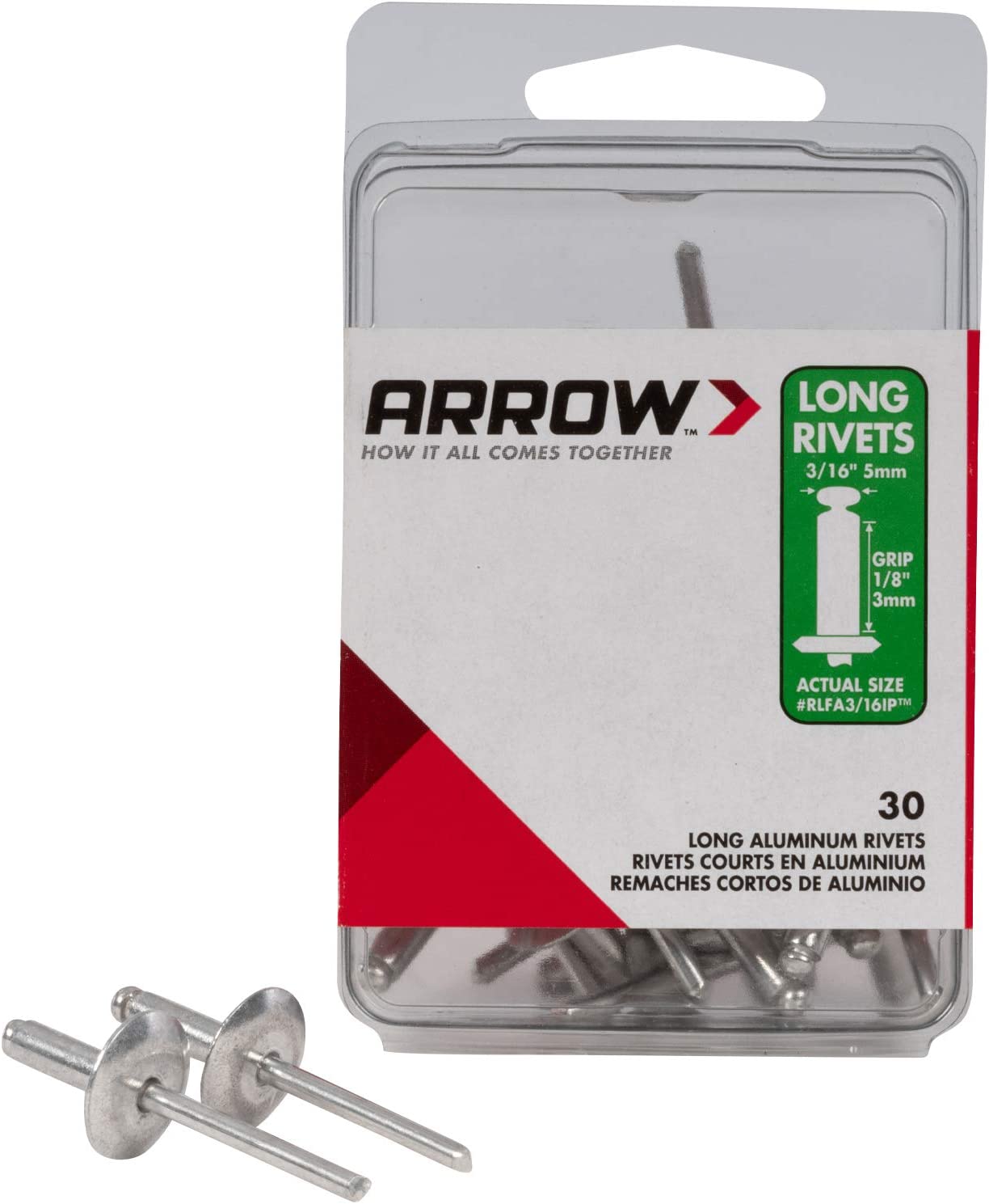 Arrow RLFA3/16IP Long Large Flange Aluminum Pop Rivets for Metal