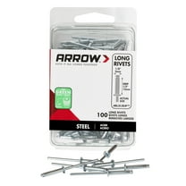 Arrow RLS1/8IP Long Steel 1/8" Rivets, 1/2" Thickness, 100-Pack