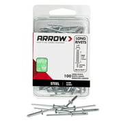Arrow RLS1/8IP Long Steel 1/8 Rivets, 1/2 Thickness, 100-Pack