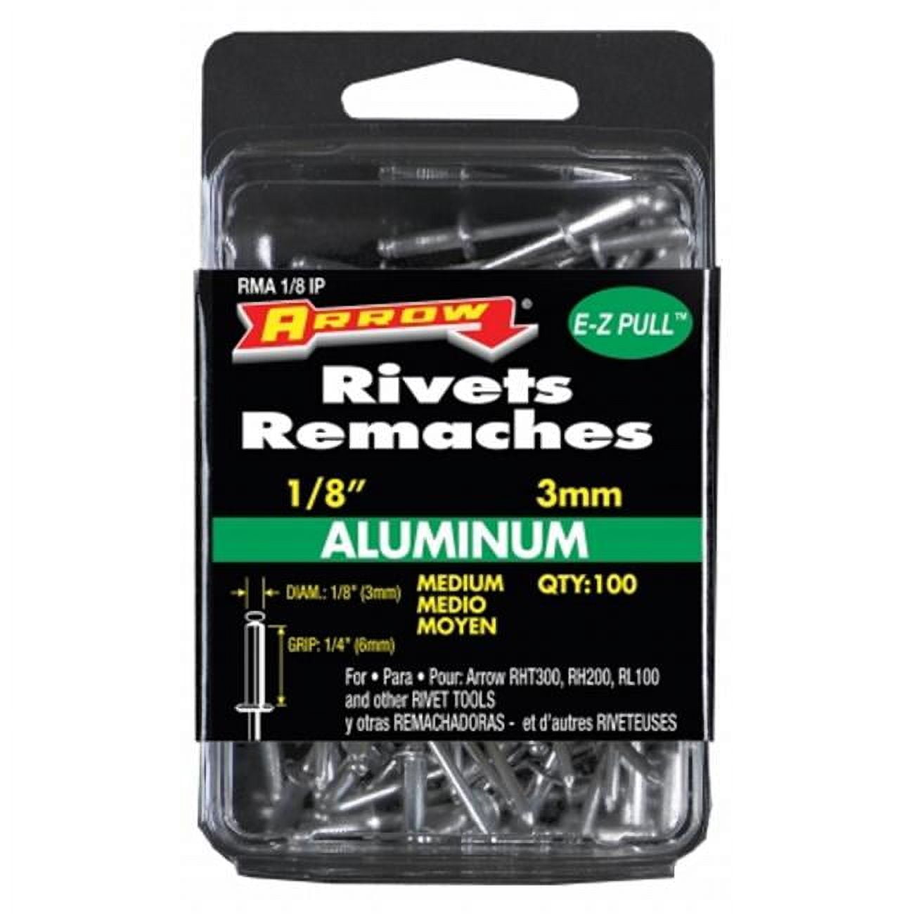 Arrow RMA1/8IP Medium Aluminum Rivet, 1/8"