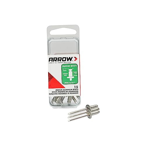 Arrow RMA3/16 Medium Aluminum 3/16-inch Pop Rivets for Metal, Fabric, Leather, and Auto Repair, 18-Pack
