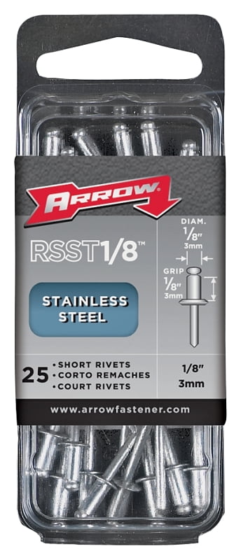 Arrow RSST1/8 Short Pop Rivet 1/8 in L Stainless Steel