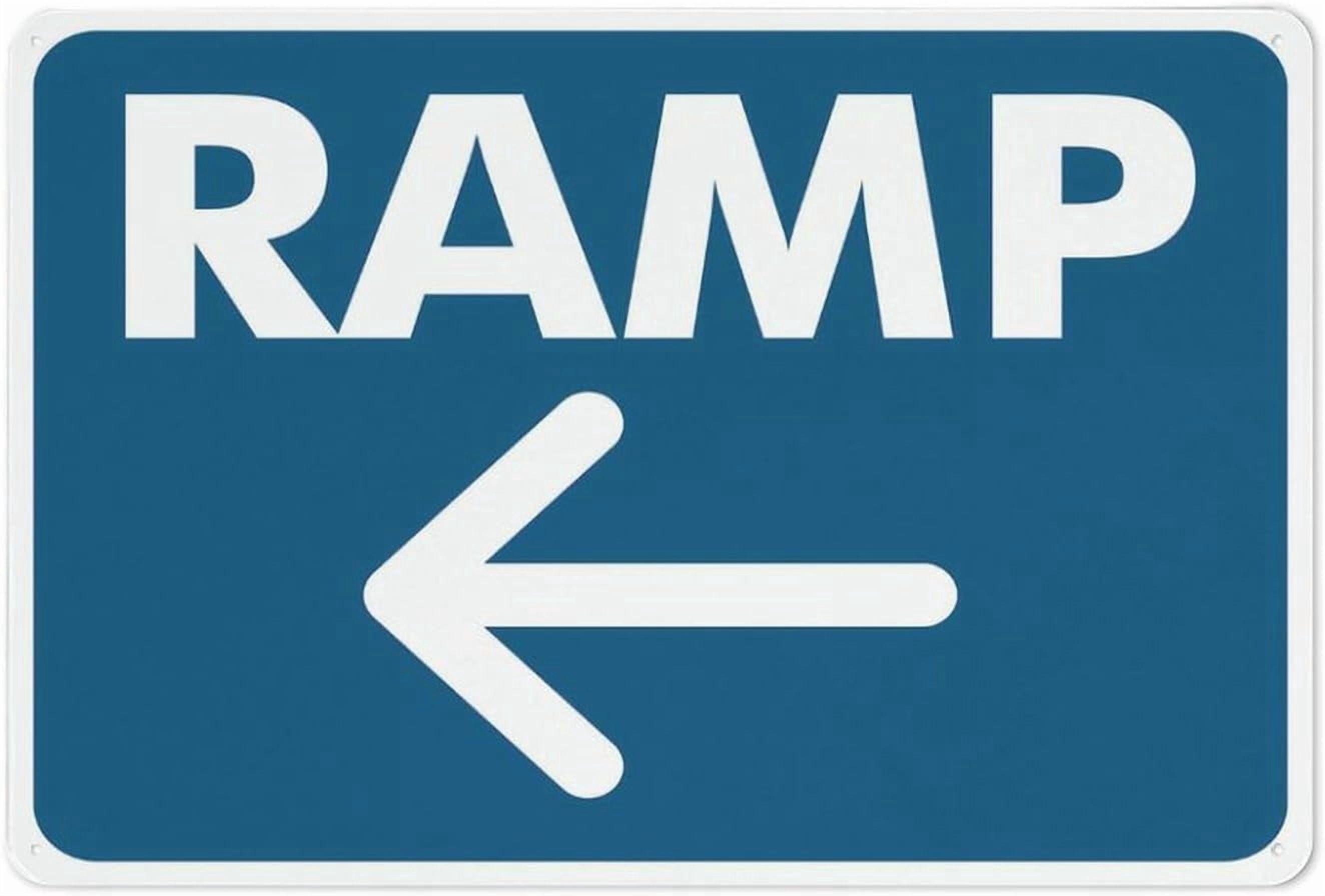 Powered Ramp Sign Arrow Ramp Left Sign Outdoor Signs Aluminum 12X8 Inch Uv Ink Printed ...