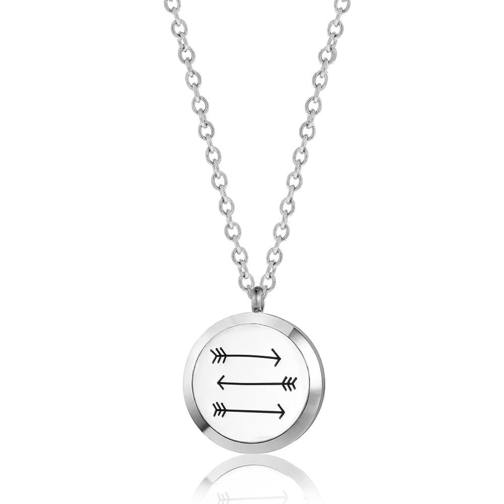 Arrow Round Aromatherapy Necklace Jewelry Essential Oil Diffuser Necklace Oil Lockets with Gift Box