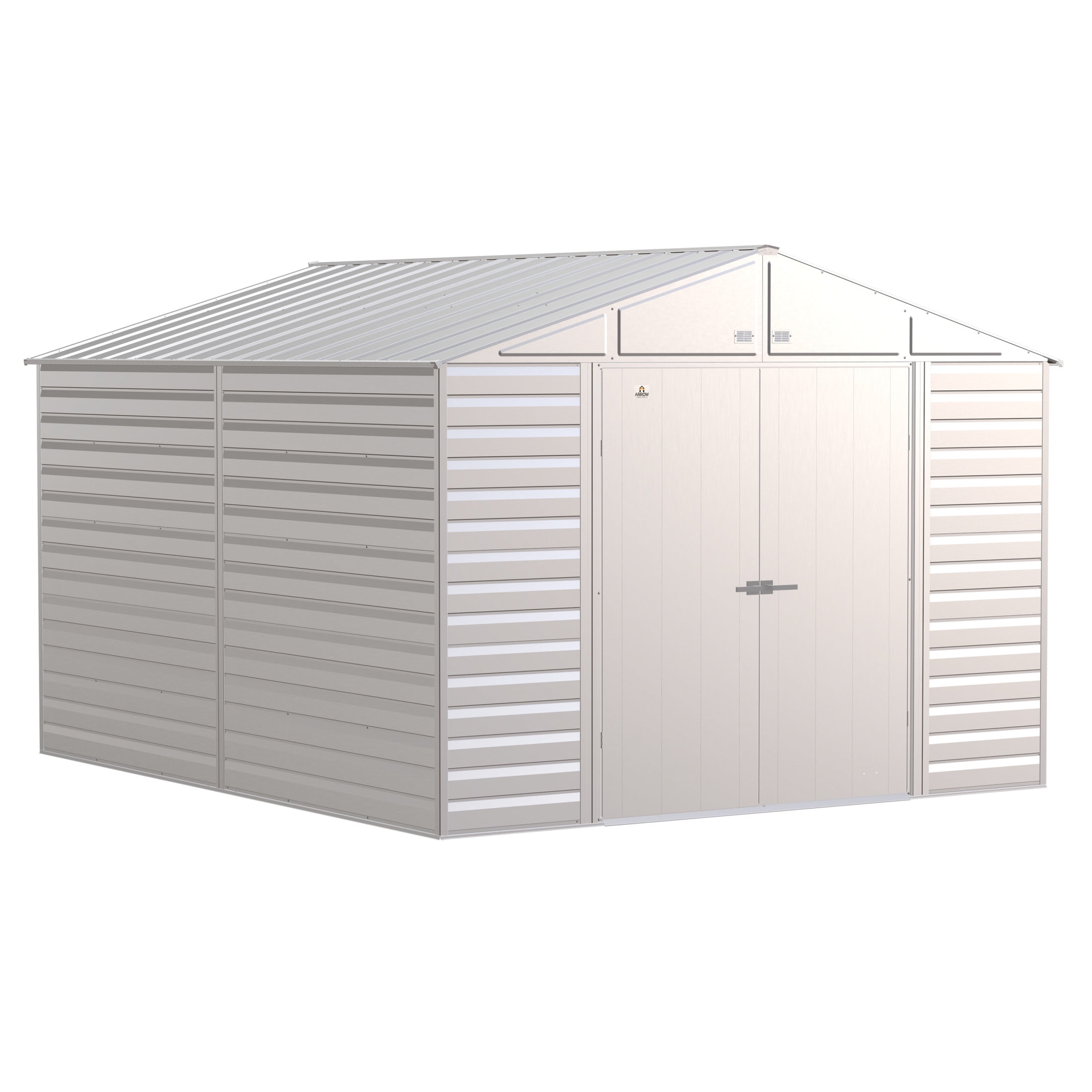 Flute Grey 10' x 12' Galvanized Steel Peak Roof Storage Shed