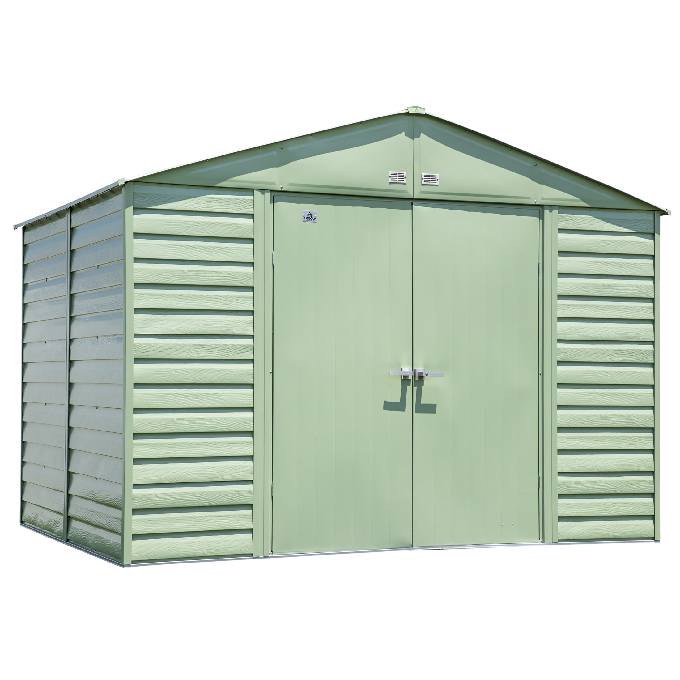 10 ft x 8 ft Green Metal Storage Shed with Gable Roof