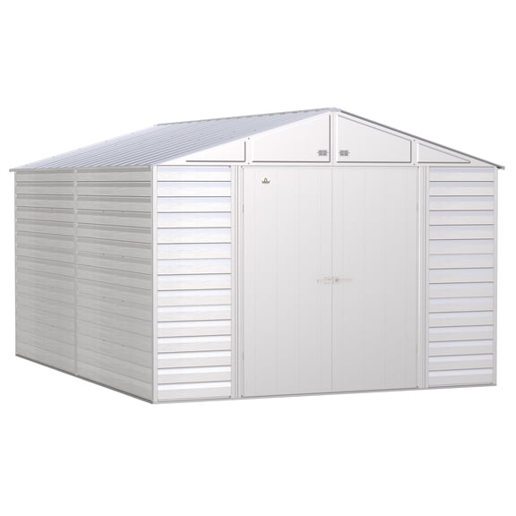 Arrow Select 10 x 14 x 8 ft Flute Grey Steel Storage Shed