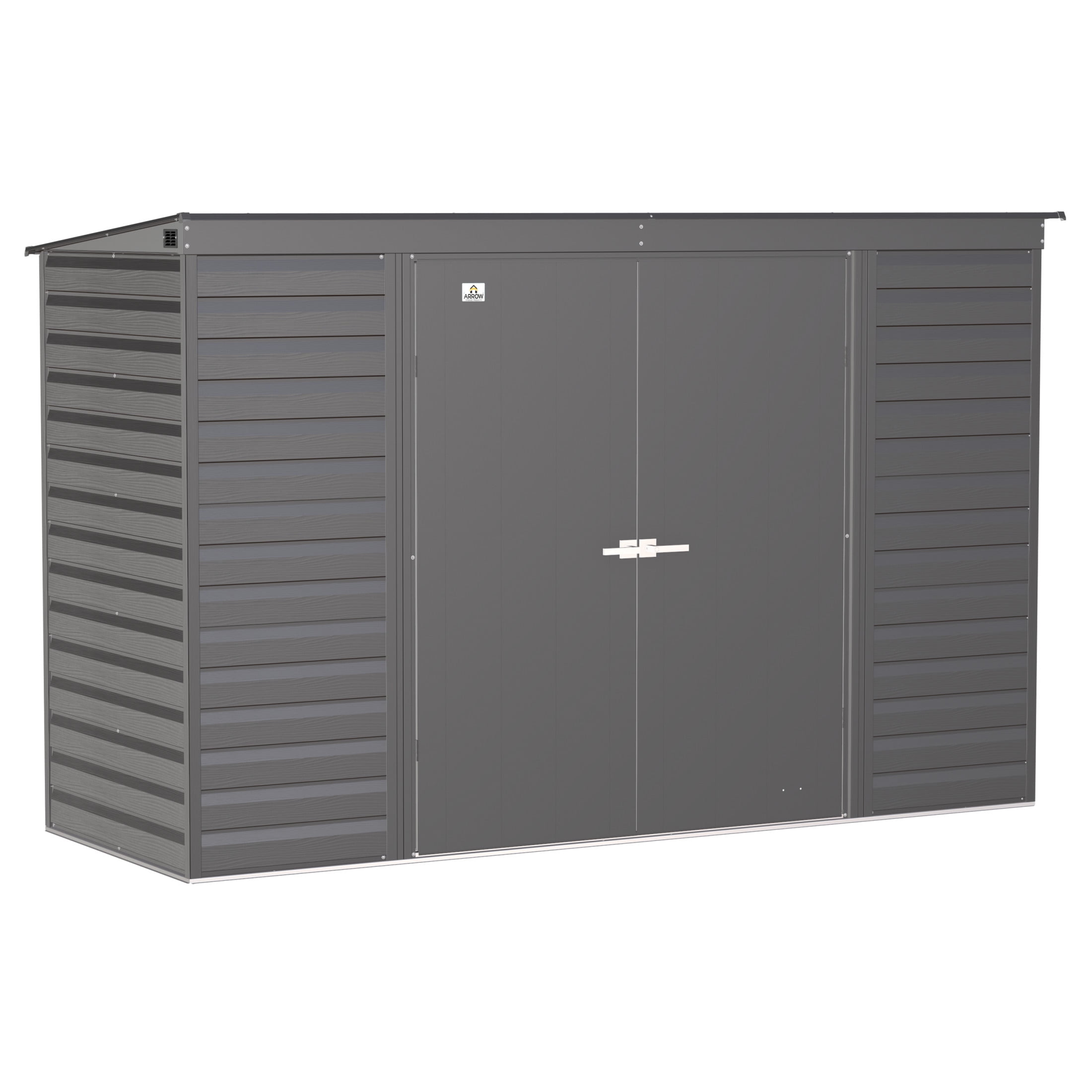 Charcoal 10x4 Galvanized Steel Storage Shed with Pent Roof