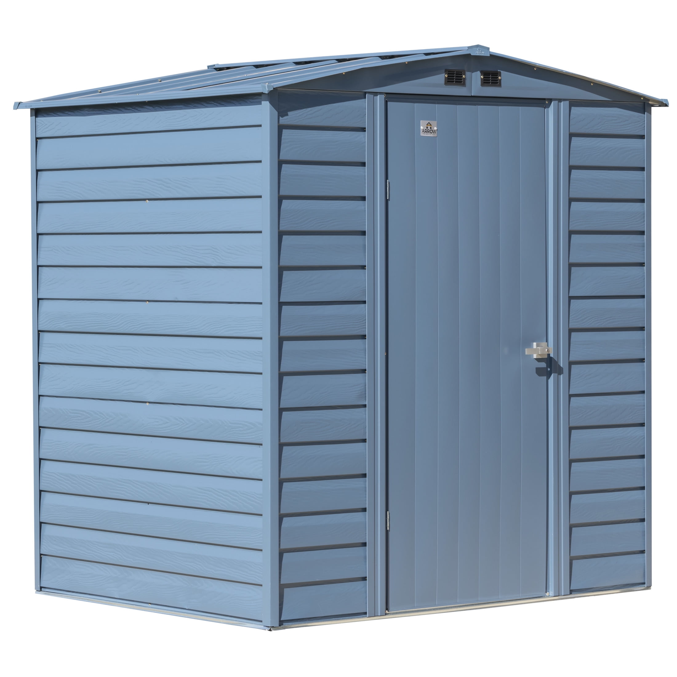 Blue Grey Galvanized Steel Peak Roof Storage Shed, 6x5