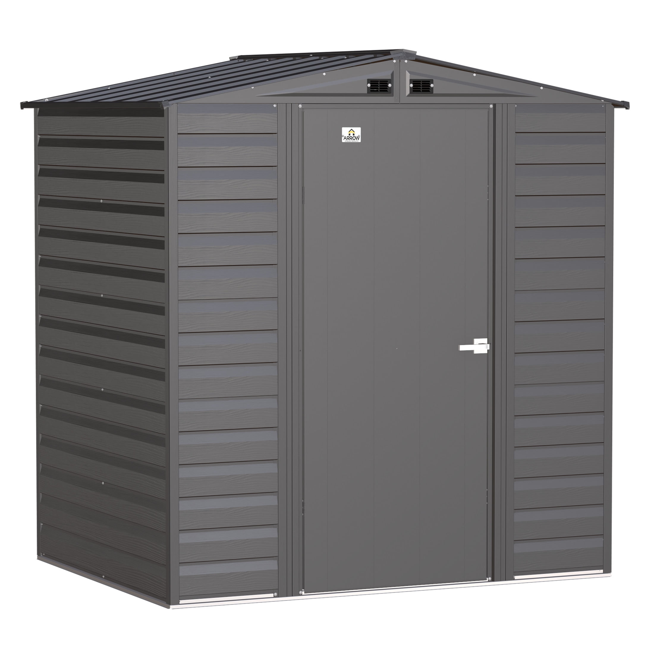 Charcoal Galvanized Steel Peak Roof Storage Shed, 6x5