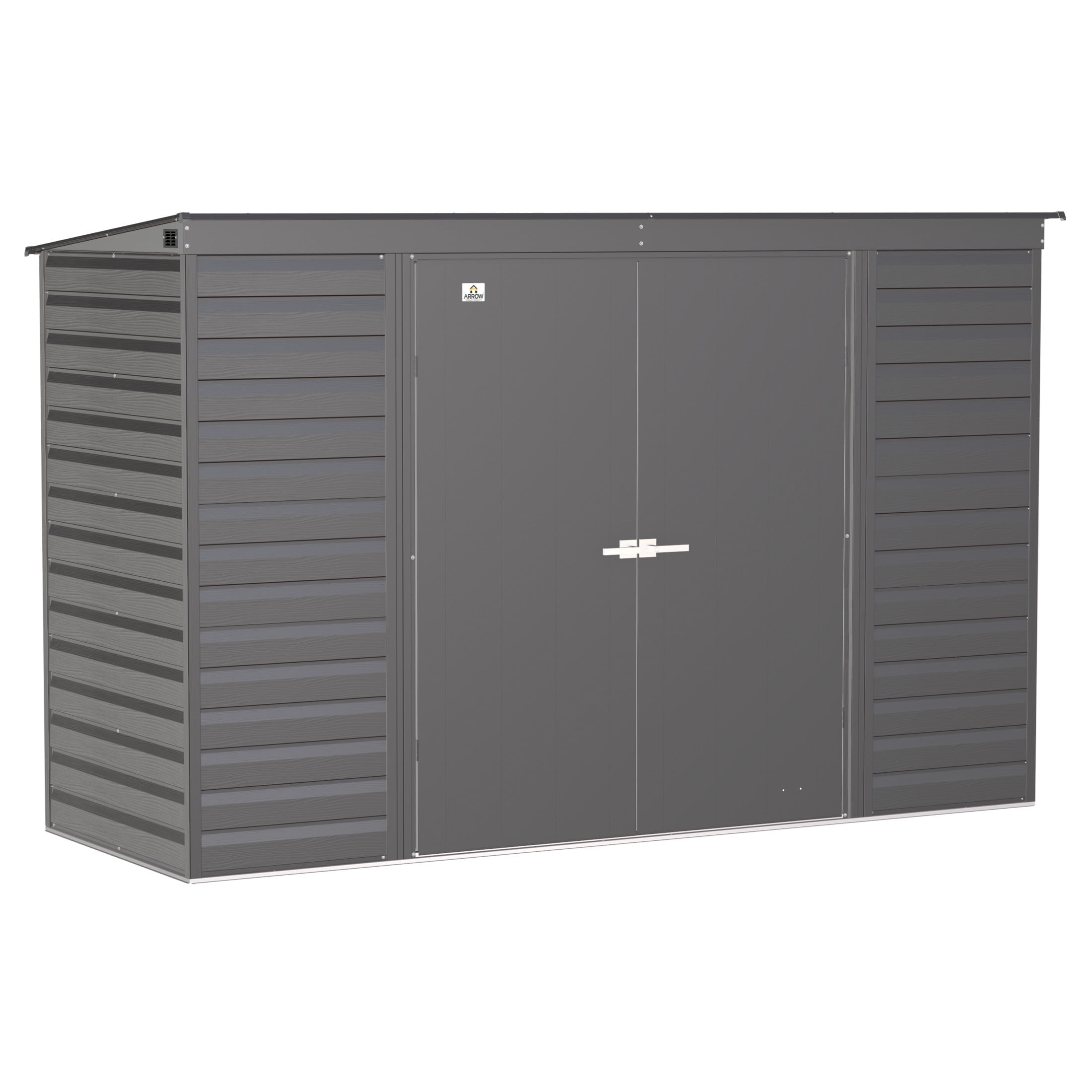 Charcoal 10x4 Galvanized Steel Storage Shed with Pent Roof