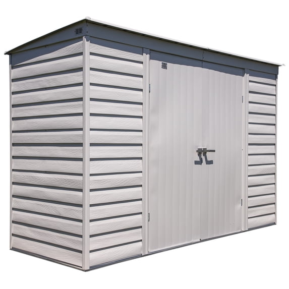Arrow Select 10 x 4 x 6 ft Flute Grey Steel Storage Shed