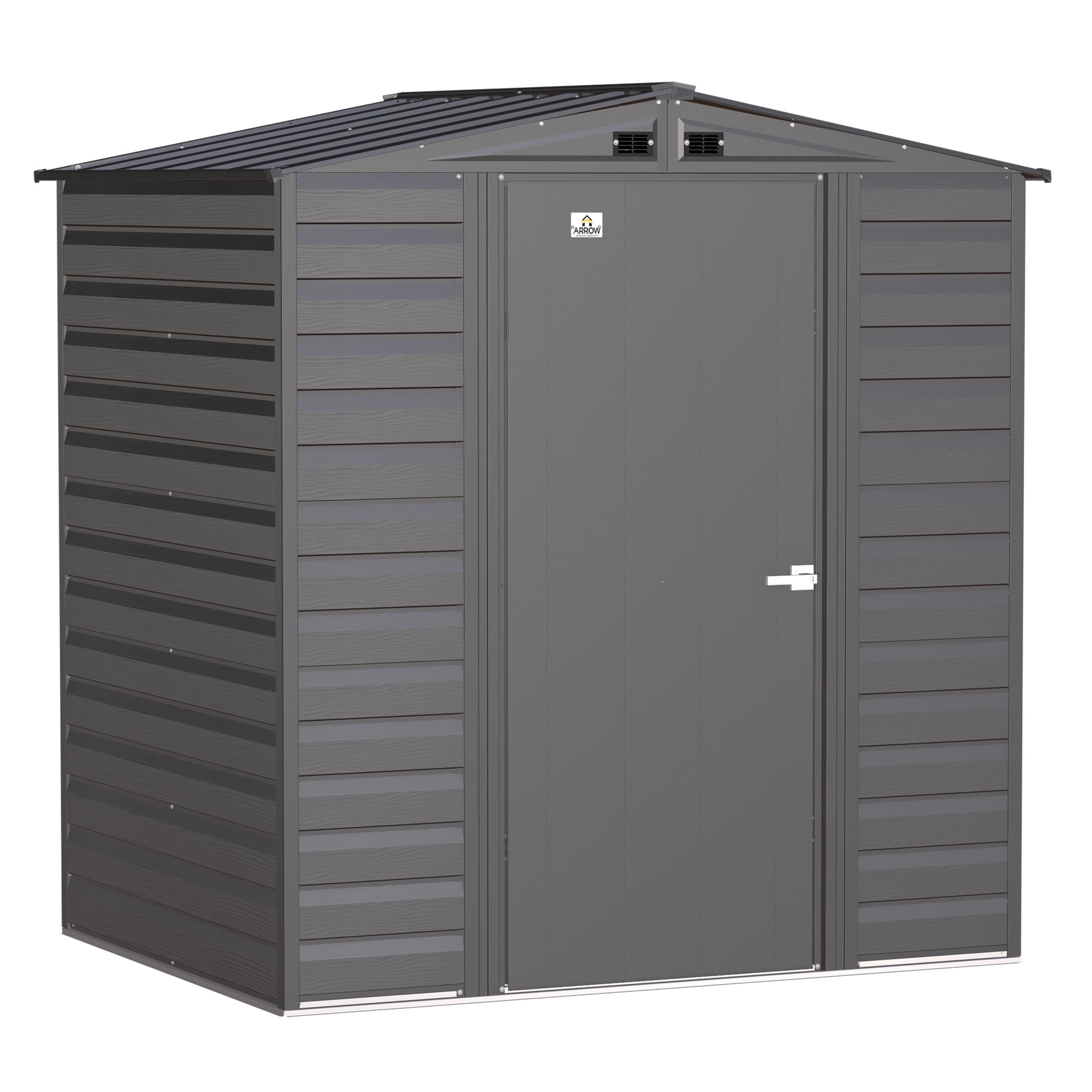 Charcoal Galvanized Steel Peak Roof Storage Shed, 6x5