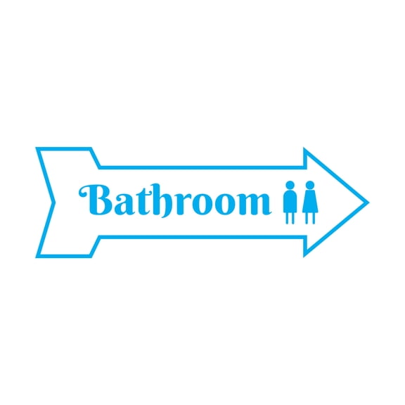 Arrow Shape Bathroom Right 12x4" Wall or Door Sign | Restrooms Signage