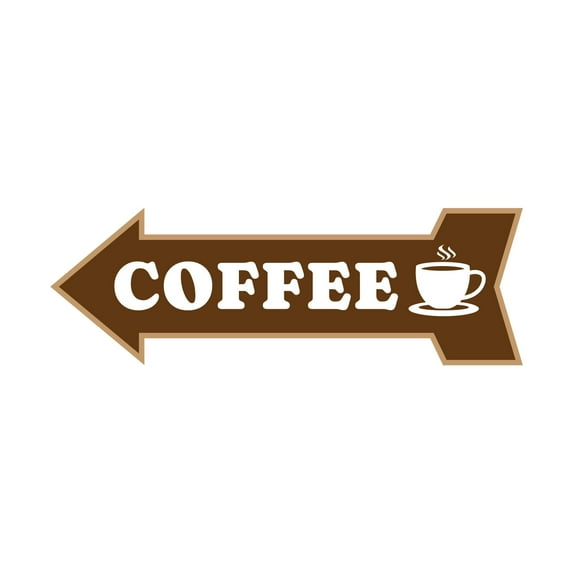 Arrow Shape Coffee Left 12x4" Wall or Door Sign | Funny Home Decor | Shop Décor
