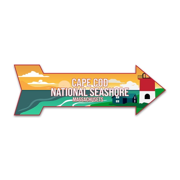 Arrow Shape Plus Cape Cod National Seashore, Massachusetts 12x4" Wall or Door Sign | Stylish Famous US Beach Souvenirs