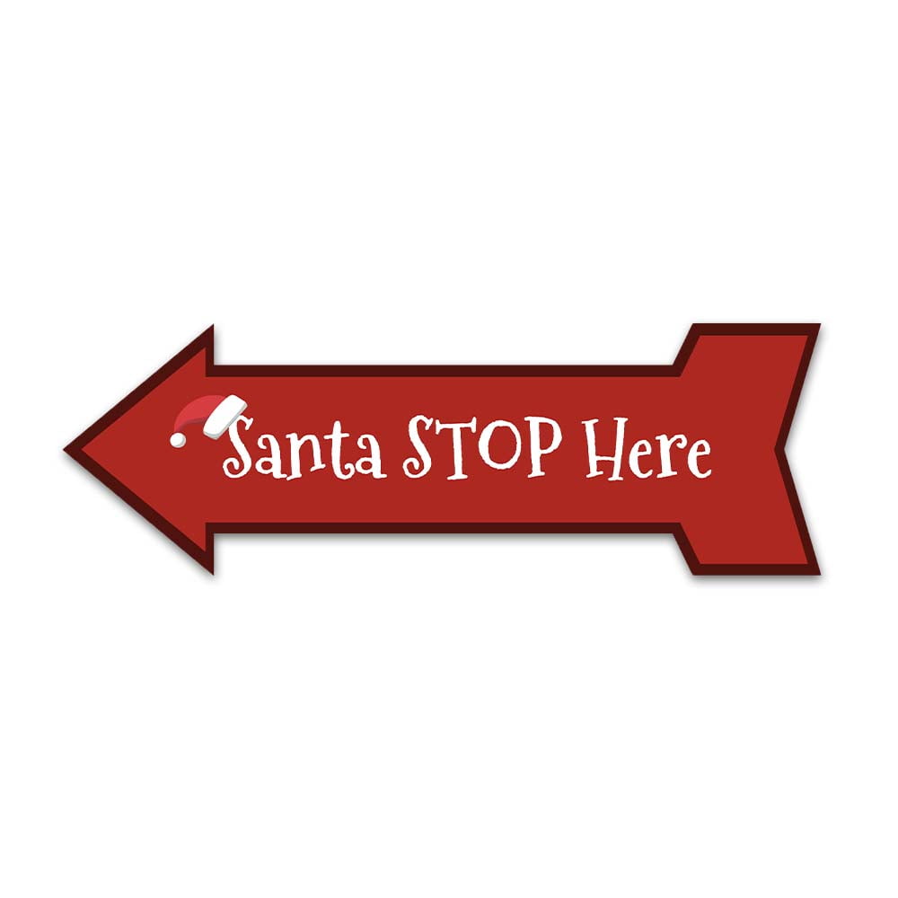 Arrow Shape Plus Santa Stop Here (Left) 12x4