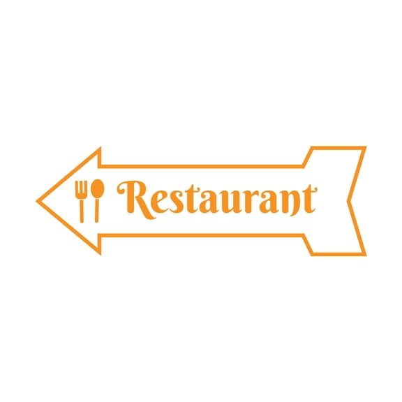 Arrow Shape Restaurant Left 12x4" Wall or Door Sign | Public Shop Signage